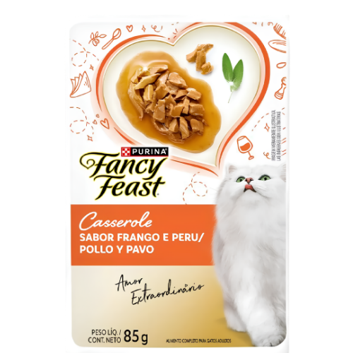 Ração Úmida Fancy Feast Casserole Frango e Peru Sachê 85g