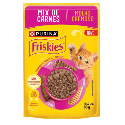 Ração Úmida Sachê Friskies Mix de Carnes Gatos 80g