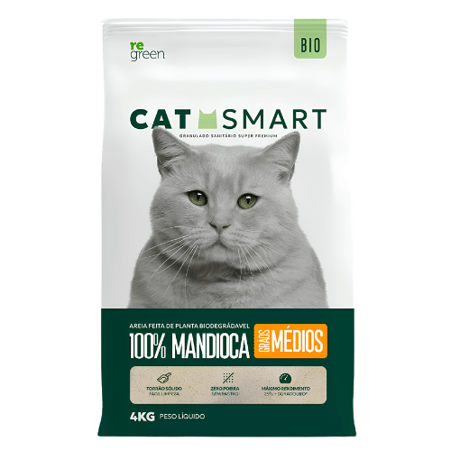 Areia Granulado Sanitário Cat Smart Bio Média 4kg